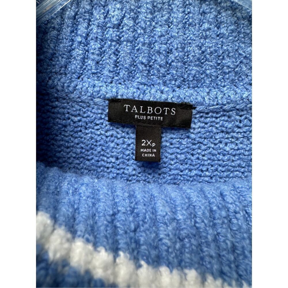 Talbots women’s blue turtleneck sweater with white stripes size 2XP. #26-1491 - Picture 2 of 5